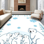 Arctic polar bears with blue snowflakes Rug