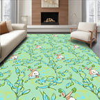 Whimsical Green Abstract Floral Creatures Rug