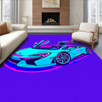 Neon Teal Car With Pink Accents Rug