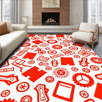Vibrant Red Industrial Collage Rug