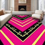 Bold Pink Yellow Chevron Botanical Rug