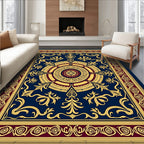 Deep Blue Gold Crimson Medallion Rug