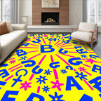 Yellow Blue Pink Alphabet Burst Rug