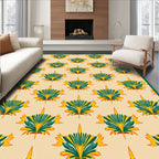 Green Yellow Palm Leaf Medallion Rug