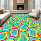 Vibrant Yellow Pink Blue Agate Rug