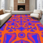 Bold Orange Purple Abstract Kaleidoscope Rug