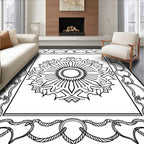 Geometric Mandala With Rope Border Rug