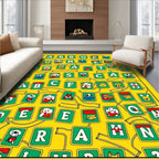 Alphabet Tiles Colorful Character Collage Rug