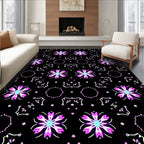 Purple Cyan Floral Geometric Arrangement Rug