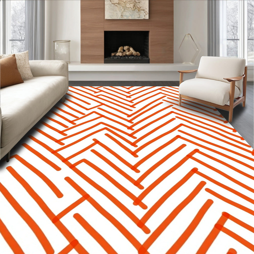 Orange Zigzag Lines Rug