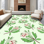 Blush Pink Green Branch Floral Rug