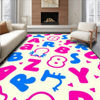 Bold Blue Pink Alphabet Hearts Rug