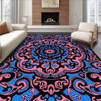 Ornate Pink Blue Mandala Burst Rug