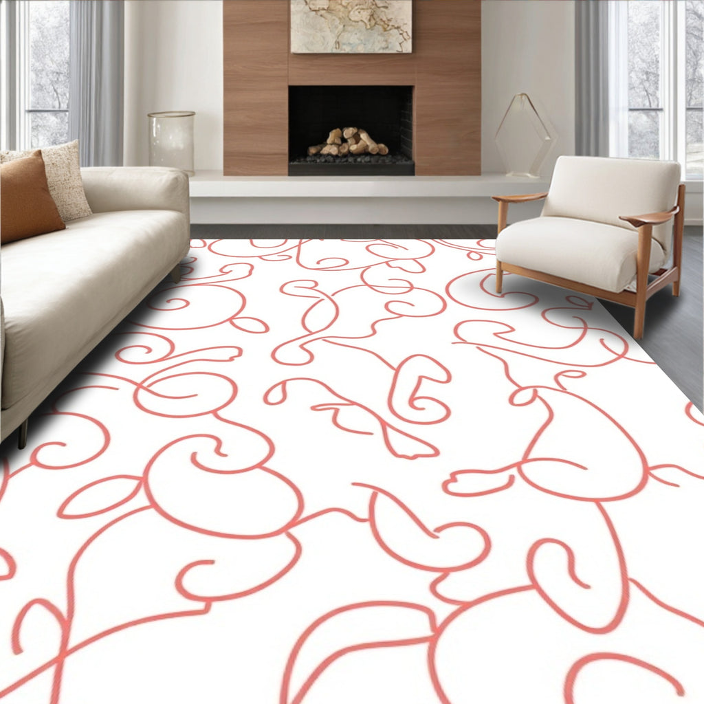 Coral Swirl Vine Swath Rug