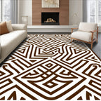 Brown Geometric Maze Lines Rug