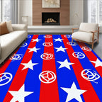 Red Blue Striped Star Medallion Rug