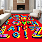 Whimsical Alphabet Multicolored Bold Letters Rug