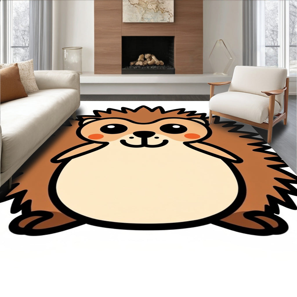 Cute Brown Hedgehog Kawaii Character Rug