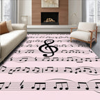 Black Notes Treble Clef Light Pink Rug