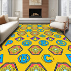 Yellow Alphabet Hexagon Geometric Rug