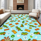 Green Dinosaurs With Orange Accents Rug