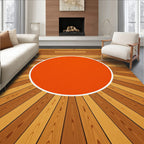 Orange Circle Wood Grain Rug