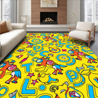 Whimsical Orange Horse Alphabet Kids Rug
