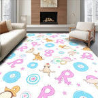 Whimsical Pink R Characters and Animals Rug