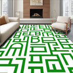 Emerald green abstract typography Rug