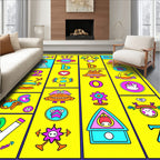 Whimsical Yellow Cartoon Alphabet Collage Rug