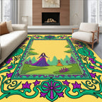 Emerald Purple Floral Vine Garden Scene Rug