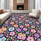 Whimsical Kawaii Floral Animal Collage Rug
