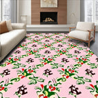 Abstract Red Green Swirl Floral Rug