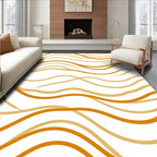 Caramel Ochre Wavy Line Collage Rug