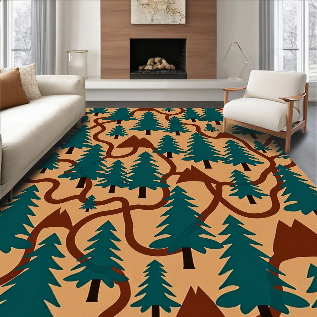 Evergreen Forest Path Seamless Rug