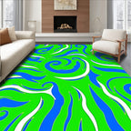 Vibrant Blue and Green Swirls Rug