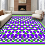Vibrant Purple Green Clover Geometric Rug