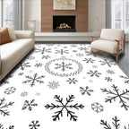 Black White Snowflake Scatter Rug