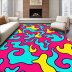 Vibrant Pink Yellow Aqua Swirls Rug