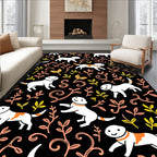 Playful White Dog Floral Scatter Rug
