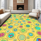 Whimsical Sunny Yellow Circle Collage Rug