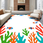 Bright Orange Blue Fish Coral Reef Rug
