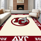 Crimson Interlocking Letters Emblem Rug