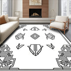 Art Deco Black White Geometric Frame Rug