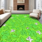 Whimsical Green Leaf Creatures Rug