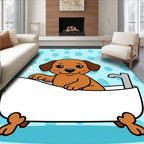Cute Puppy Bathtime Bubbles Rug