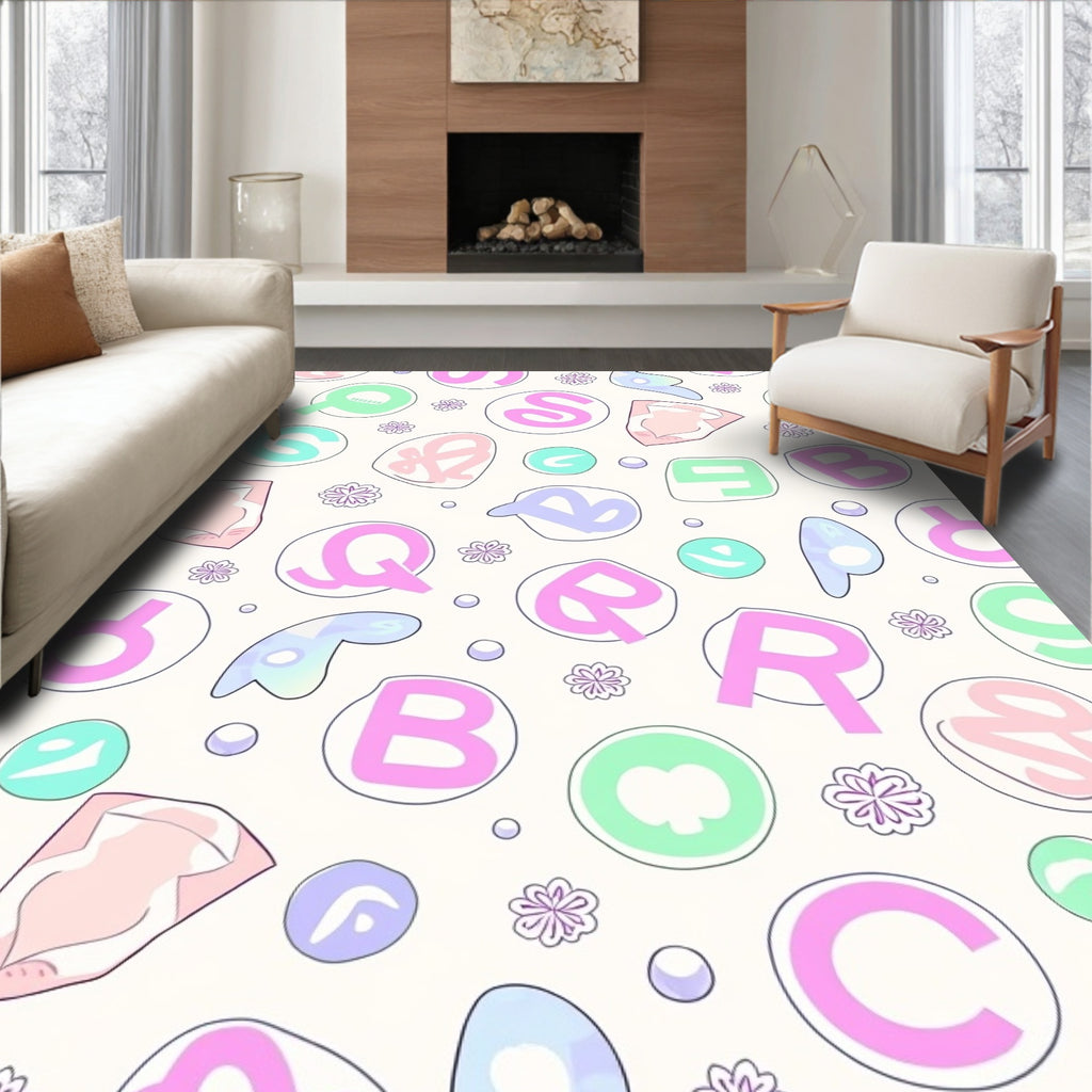 Pastel Alphabet Bubbles Garden Rug