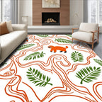 Orange Monkey Foliage Whimsical Jungle Rug