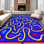 Vibrant Yellow Red Blue Abstract Shapes Rug