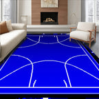 Deep Blue Geometric Court Rug
